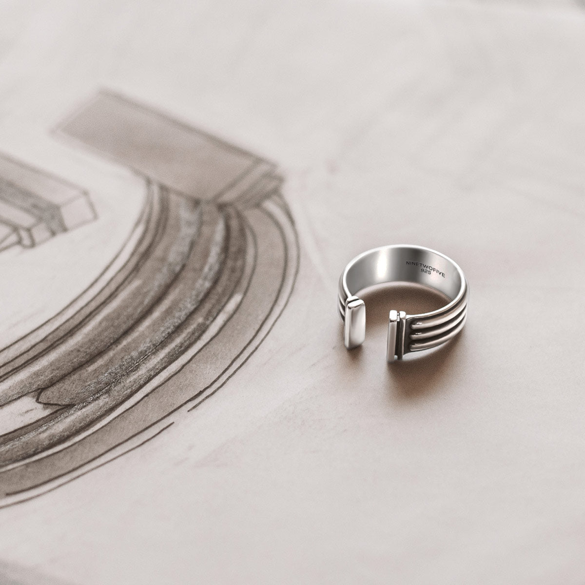 Mateen - Oxidised Sterling Silver Bangle Ring 10mm