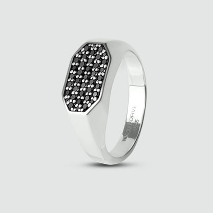 Azhar - Black Diamond Signet Ring 7mm