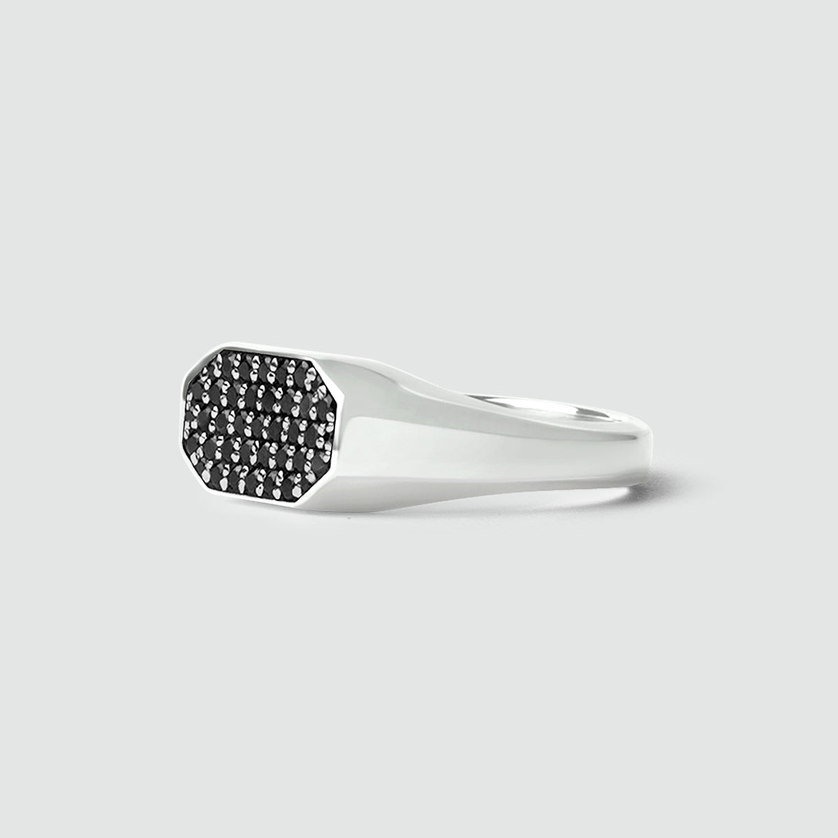 Azhar - Black Diamond Signet Ring 7mm