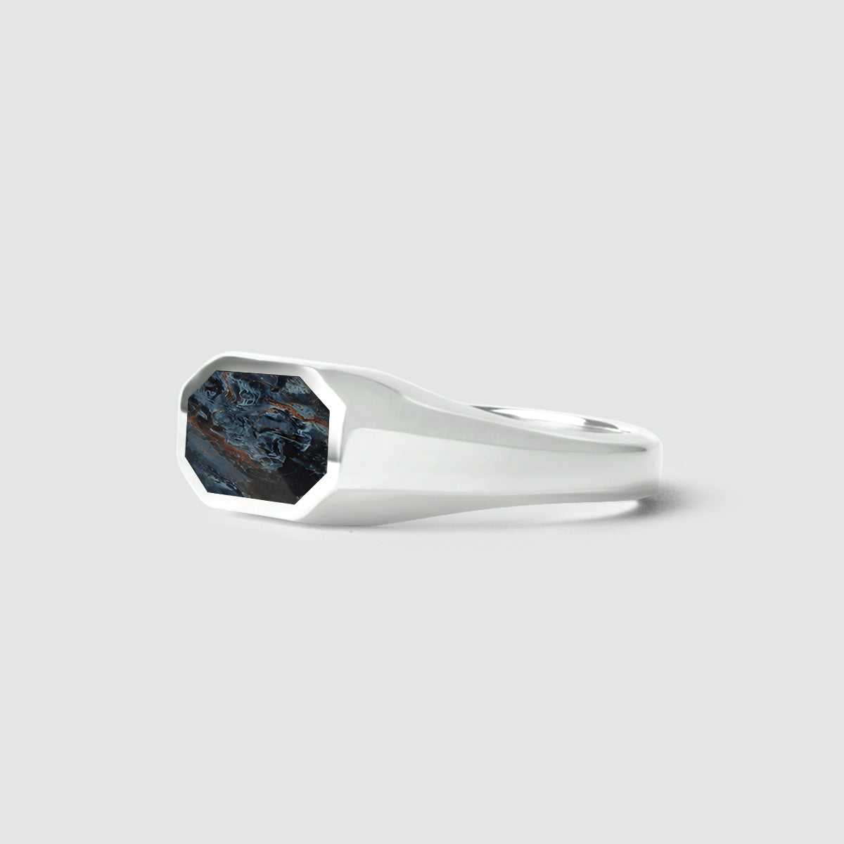 Hadi - Elegant Blue Pietersite Signet Ring 7mm - NineTwoFive