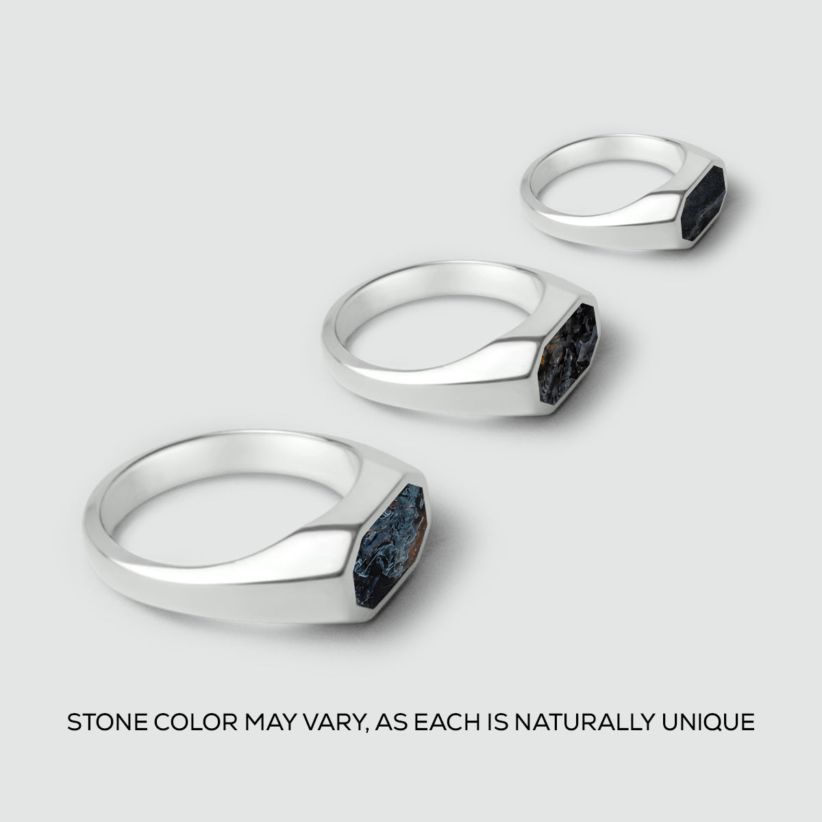 Hadi - Elegant Blue Pietersite Signet Ring 7mm - NineTwoFive