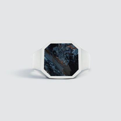Halim - Blue Pietersite Signet Ring 13mm - NineTwoFive