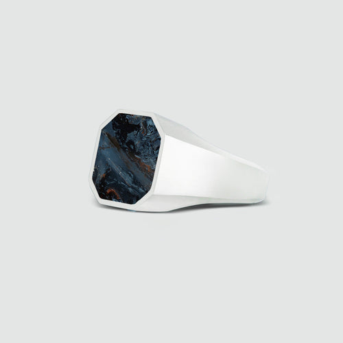 Halim - Blue Pietersite Signet Ring 13mm - NineTwoFive