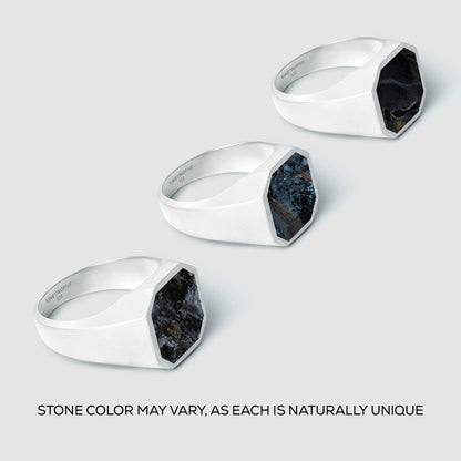 Halim - Blue Pietersite Signet Ring 13mm - NineTwoFive