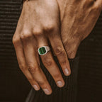 Zaid - Sterling Silver Malachite Signet Ring 13mm