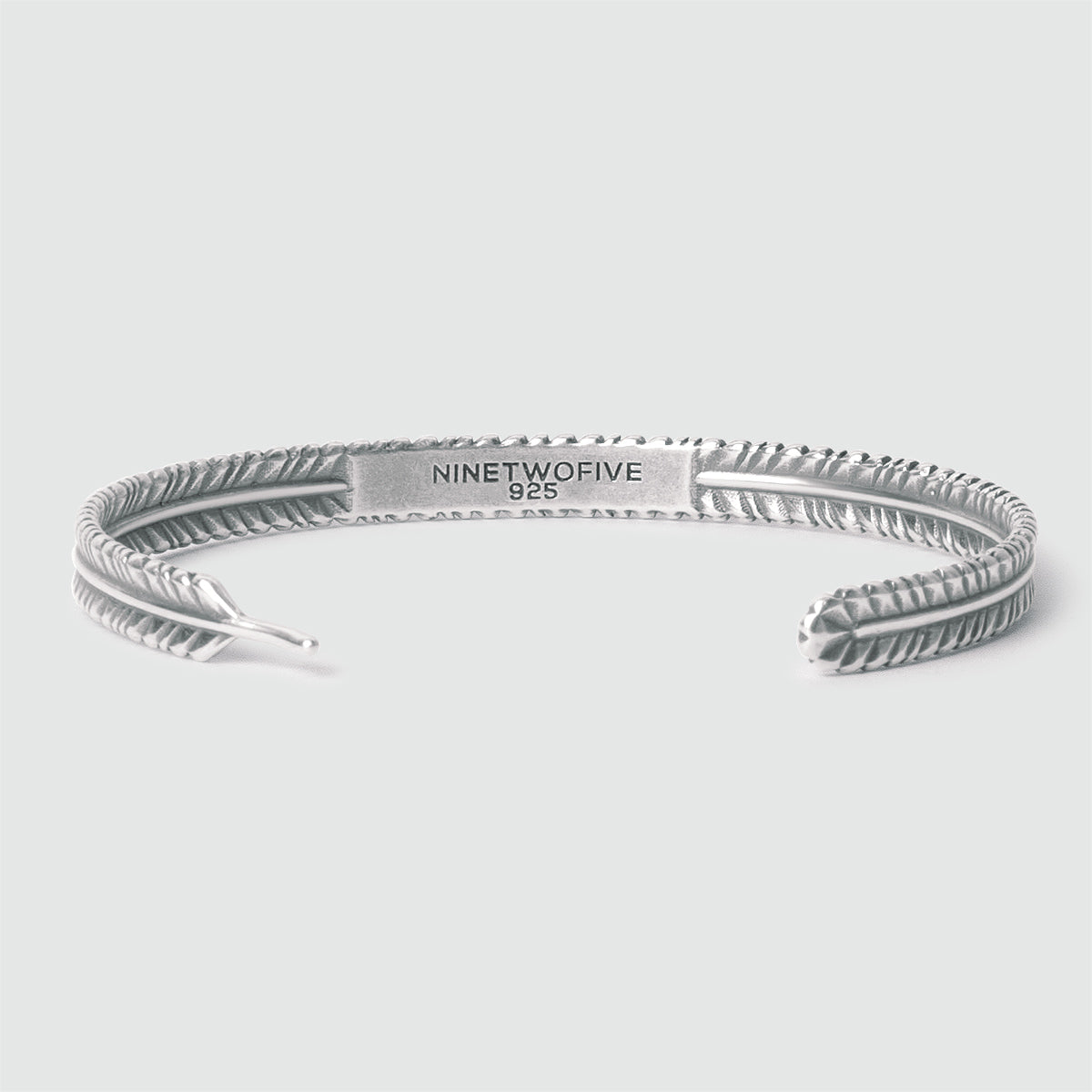 Zahir - Thin Sterling Silver Feather Bangle 6mm