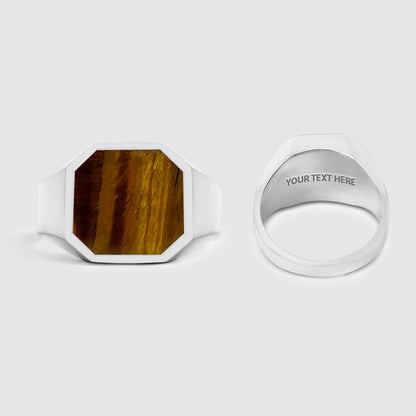 Alem - Tiger Eye Stone Signet Ring 13mm