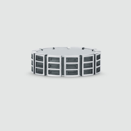 Ayman - Oxidised Sterling Silver Ring 7mm