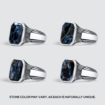 Bariq - Blue Pietersite Signet Ring 17mm