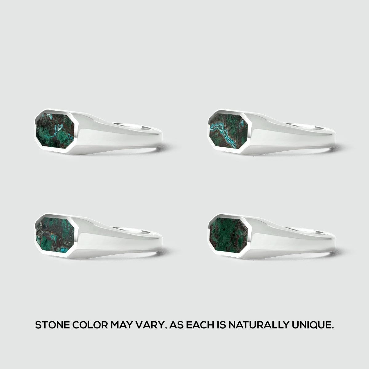 Zariq - Elegant Chrysocolla Stone Signet Ring 7mm