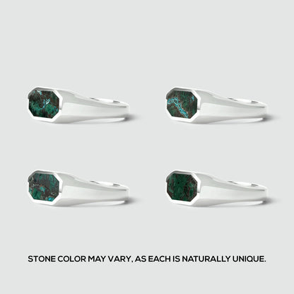 Zariq - Elegant Chrysocolla Stone Signet Ring 7mm