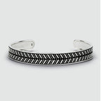 Danyal - Oxidised Sterling Silver Bangle Bracelet 9mm