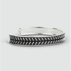 Danyal - Oxidised Sterling Silver Bangle Bracelet 9mm
