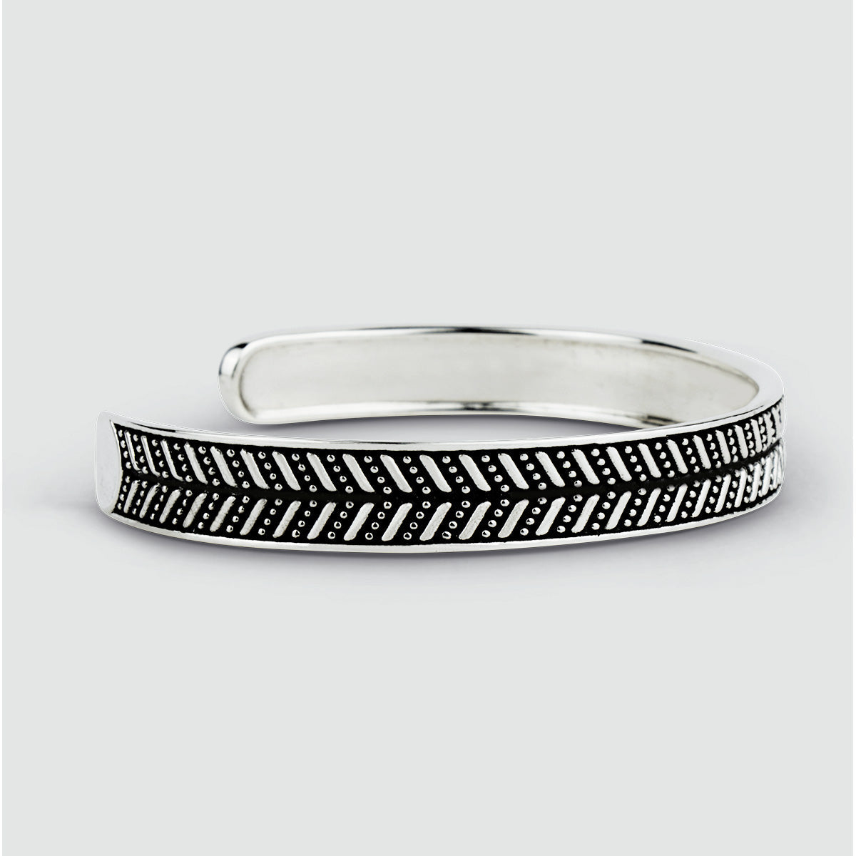 Danyal - Oxidised Sterling Silver Bangle Bracelet 9mm