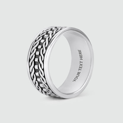 Fariq - Oxidised Sterling Silver Ring 10mm