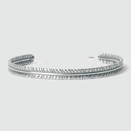 Zahir - Thin Sterling Silver Feather Bangle 6mm