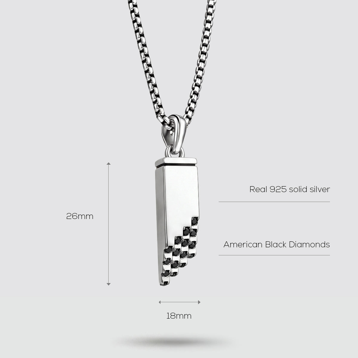 Muqarnas – Black Diamonds Silver Pendant