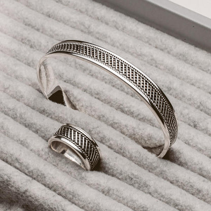 Kaliq - Oxidised Sterling Silver Ring 10mm