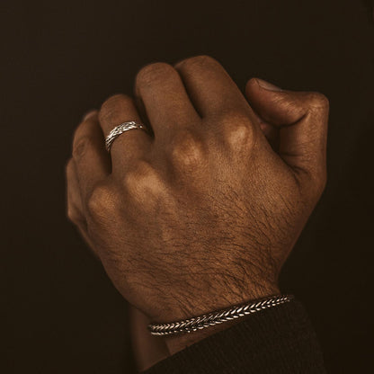 Latif - Thin Sterling Silver Braided Ring 5mm
