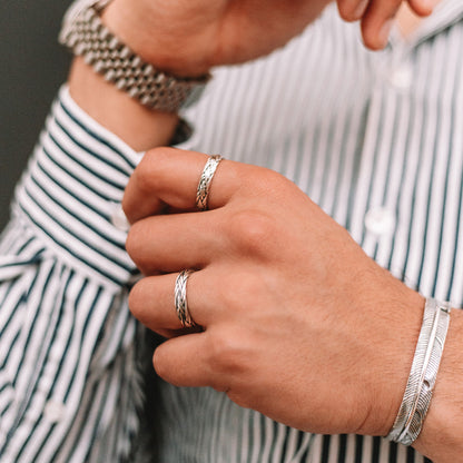 Latif - Thin Sterling Silver Braided Ring 5mm