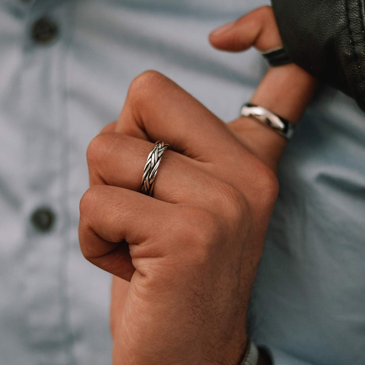 Latif - Thin Sterling Silver Braided Ring 5mm