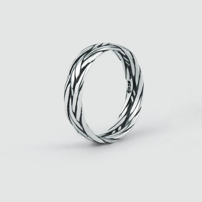 Latif - Thin Sterling Silver Braided Ring 5mm