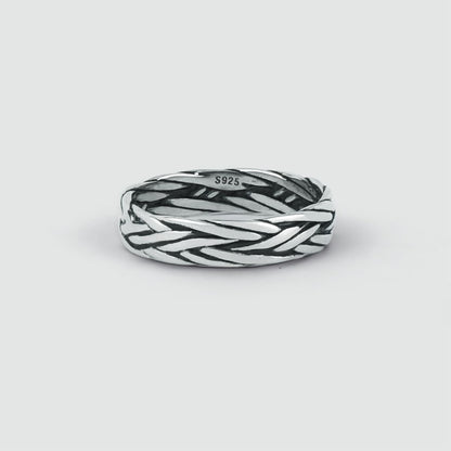 Latif - Thin Sterling Silver Braided Ring 5mm