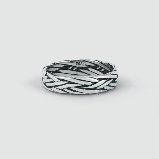 Latif - Thin Sterling Silver Braided Ring 5mm