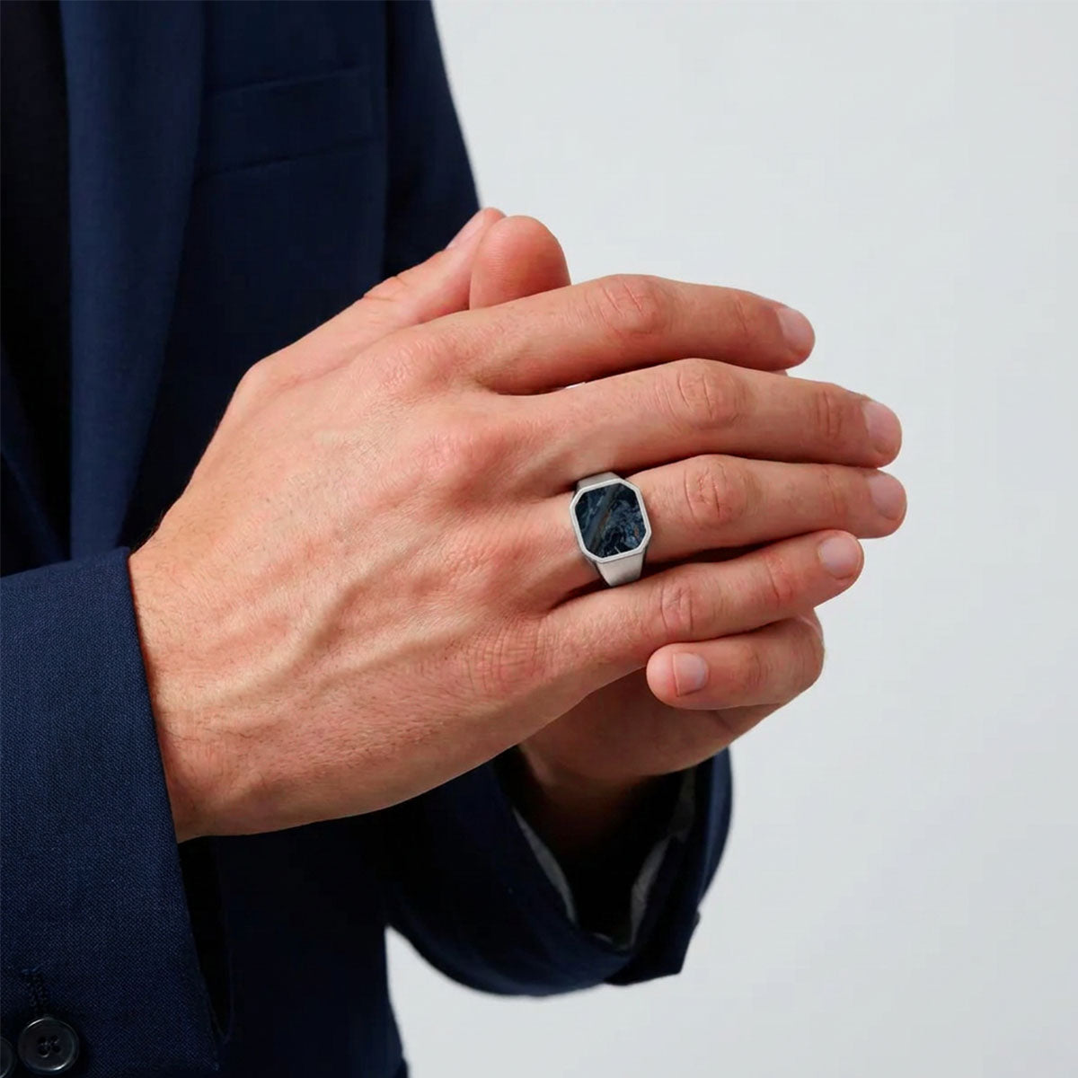 Halim - Blue Pietersite Signet Ring 13mm - NineTwoFive