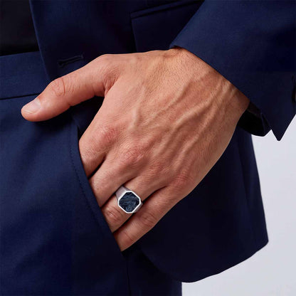 Halim - Blue Pietersite Signet Ring 13mm - NineTwoFive
