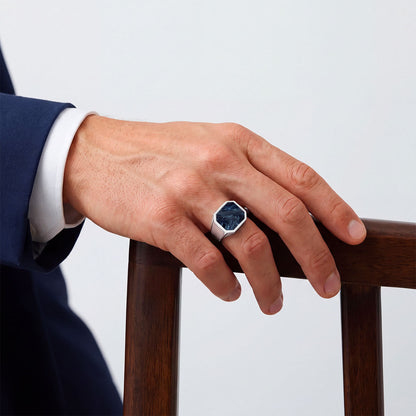 Halim - Blue Pietersite Signet Ring 13mm - NineTwoFive
