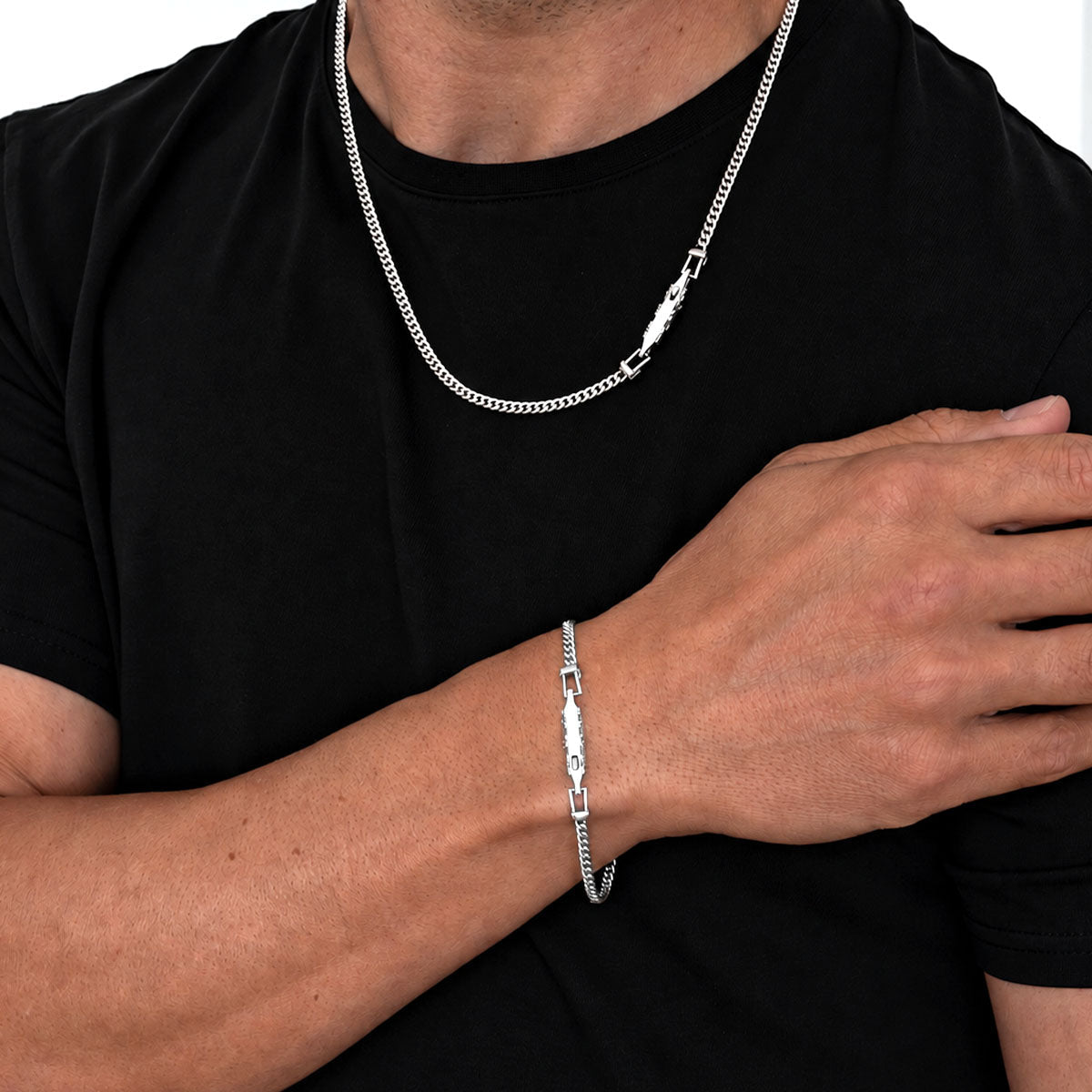 Wasim - Sterling Silver Curb Chain Bracelet 3mm