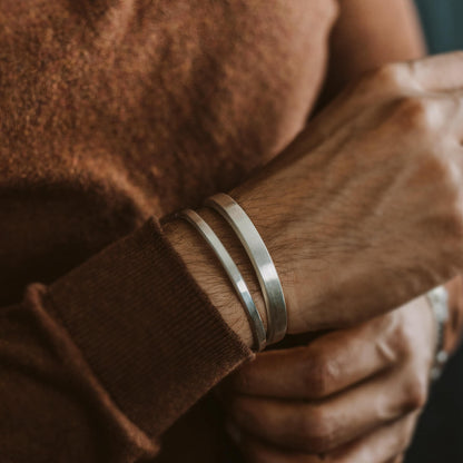 Noor - Brushed Silver Bangle Bracelet 5mm