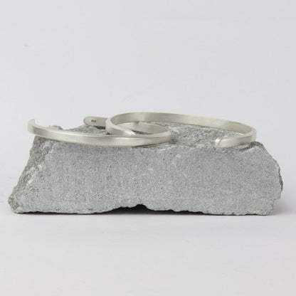 Noor - Brushed Silver Bangle Bracelet 5mm