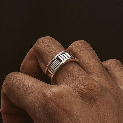 Yanel - Oxidised Sterling Silver Ring 10mm