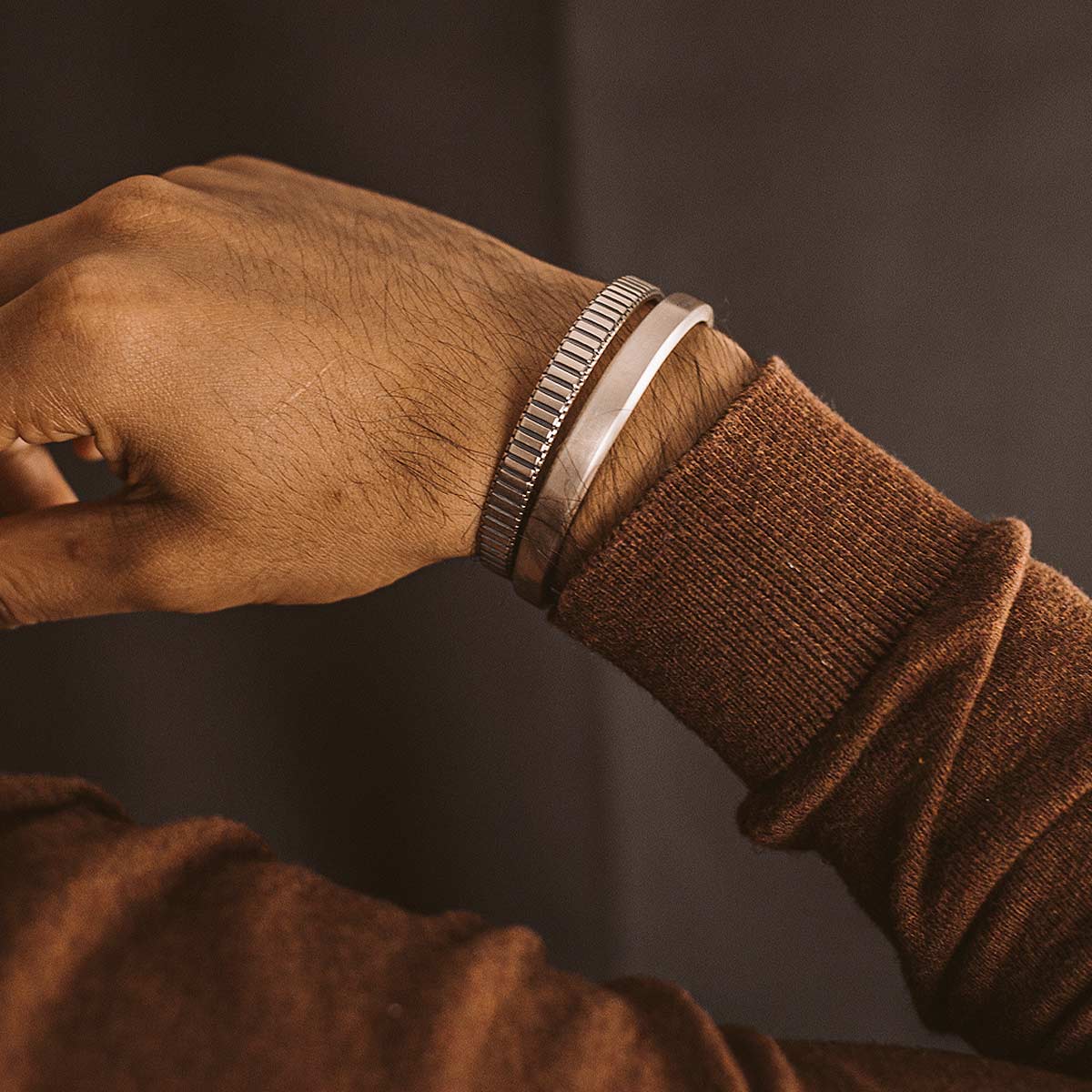Boulos - Plain Sterling Silver Bangle Bracelet 8mm