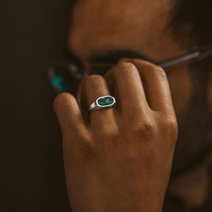 Zariq - Elegant Chrysocolla Stone Signet Ring 7mm