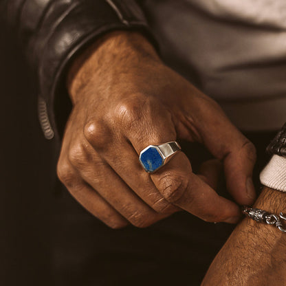 Kadar - Blue Lapis Lazuli Stone Signet Ring 13mm