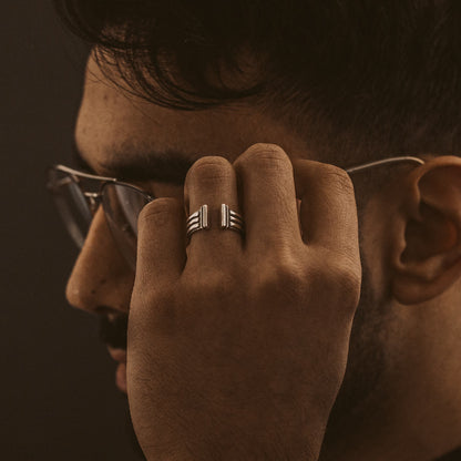 Mateen - Oxidised Sterling Silver Bangle Ring 10mm