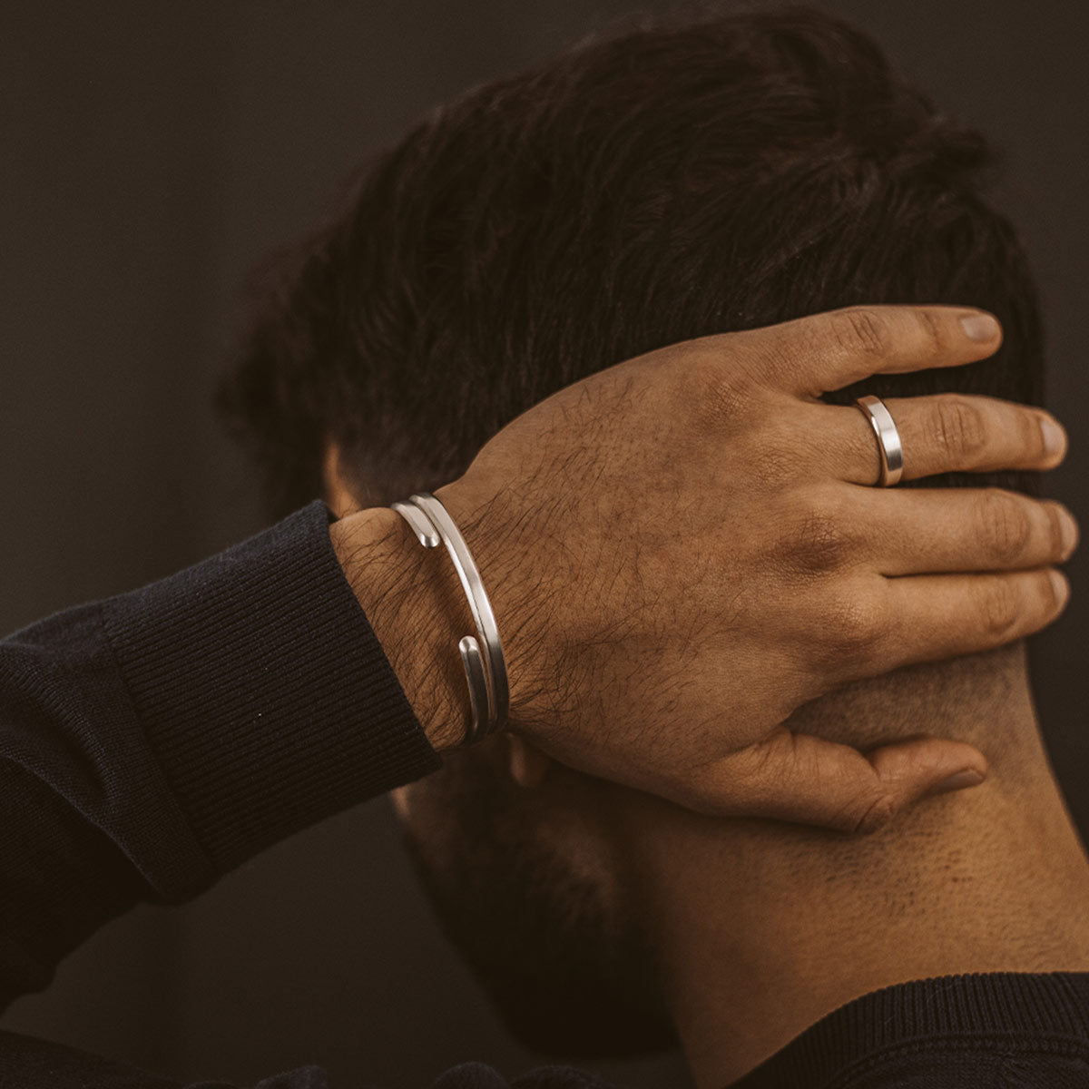 Noor - Brushed Silver Bangle Bracelet 5mm