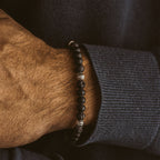 Kaliq - Adjustable Onyx Black Beaded Bracelet in Silver 6mm