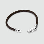Rasiq - Braided Dark Brown Leather Bracelet with Sterling Silver 5.5mm