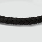 Rasil - Braided Black Leather Bracelet with Sterling Silver 5.5mm