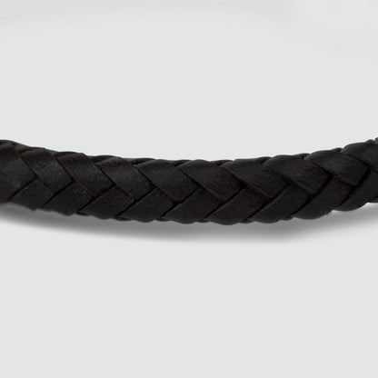Rasil - Braided Black Leather Bracelet with Sterling Silver 5.5mm