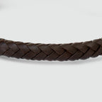 Rasiq - Braided Dark Brown Leather Bracelet with Sterling Silver 5.5mm