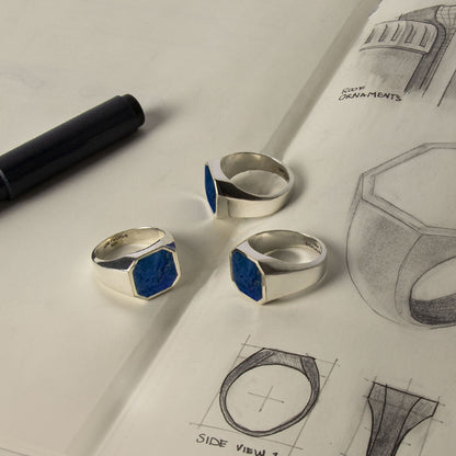 Kadar - Blue Lapis Lazuli Stone Signet Ring 13mm
