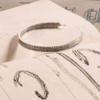 Zahir - Thin Sterling Silver Feather Bangle 6mm