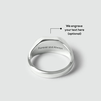 Tariq - Matte Brushed Silver Signet Ring 7mm