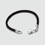 Rasil - Braided Black Leather Bracelet with Sterling Silver 5.5mm