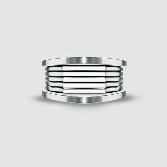 Yanel - Oxidised Sterling Silver Ring 10mm